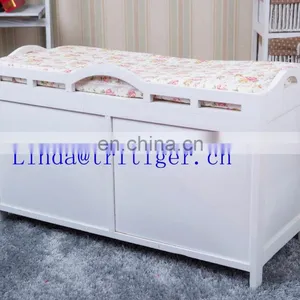 Wooden Shoe Storage Bench Stools Chest Cabinet With Cushions Seat Ottomans thumbnail-2