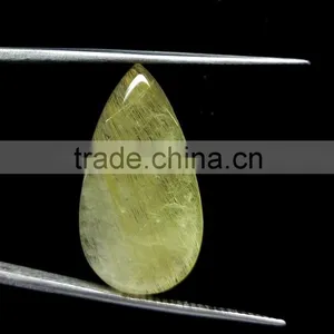 Golden Natural Rutile / Yellow Rutile / Rutile Quartz Cabochon Gemstone thumbnail-1