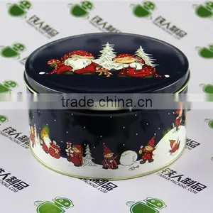 Tea Tin Case Metal Tinplate Packaging Box Round Shape Christmas Can thumbnail-3