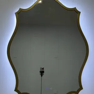Ornate Gold Framed LED Smart Bathroom Mirror With Anti-Fog Function, Decorative Backlit Wall Mirror thumbnail-5