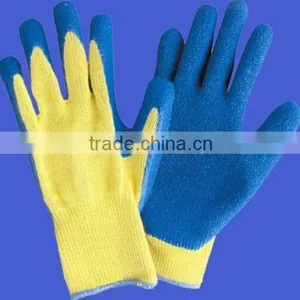 Yellow Yarn Blue Glue Latex Coated Cotton Gloves thumbnail-1