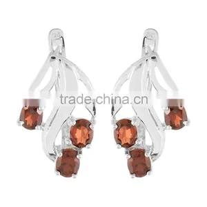 Genuine Three Oval Garnet Ring Earring Set thumbnail-4