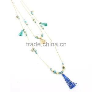Chic Women's Mixed Corlors Tassel Beads Long Fashoin Necklaces Jewelry 2016 thumbnail-2