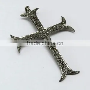 Men's Lord's Prayer Cross Diamond 925 Sterling Silver Pendant, Silver Jewelry India, Handmade Silver Jewelry thumbnail-3