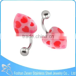 Fancy Lady Girl Resin Heart Shape Belly Ring Barbells Piercing thumbnail-3