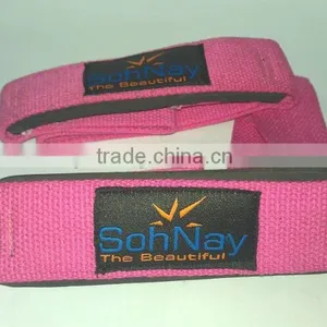 Bright Pink Weight Lifting Straps Made by Heavy-Duty Cotton With & Without Padding thumbnail-1