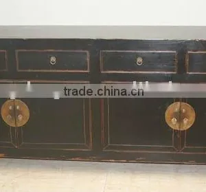 Antique Two Door Three Drawer Black Cabinet thumbnail-1