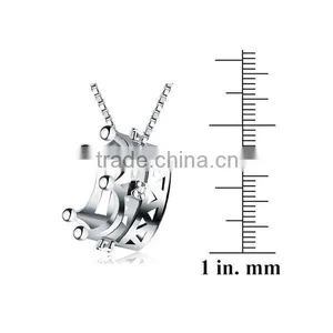 Sterling Silver Austrian Cubic Zirconia Elements Crown Pendant Necklace thumbnail-3