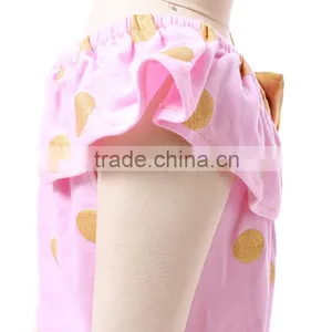 Hot Sale Summer 2016 Cotton Knit Pink Gold Dots Romber Design for Baby Girl thumbnail-5