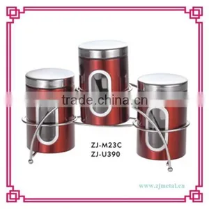 Stainless Steel 3pcs Canister With Rack thumbnail-2