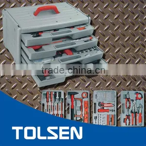 BLACK PLASTIC TOOLBOX WITH FOUR BLACK TOOL TRAYS thumbnail-1