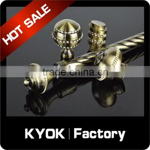 KYOK China Made Curtain Poles Accessories ,Polished Brass Double Curtain Rods 28mm thumbnail-4