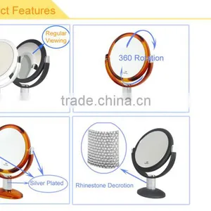 Rubberized 10x Magnifying Free Standing Tabletop Cosmetic Mirror thumbnail-3