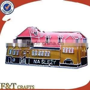 House Shaped Metal Soft Enamel Badge With Epoxy Dome thumbnail-1