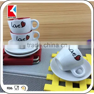 Lovely Heart Design Unique Shape Coffee Ceramic Tea Cup and Saucer,coffee Cup and Saucer Set thumbnail-1