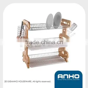 3 Tiers Kitcehn Wooden Curlery Drainer thumbnail-1