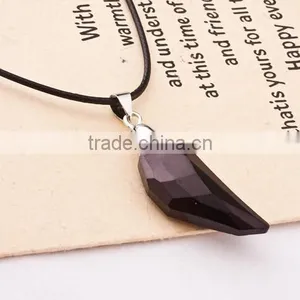 Crystal Wolf Tooth Style Pendant Black Chord Unisex Fashion Necklace Gift thumbnail-3