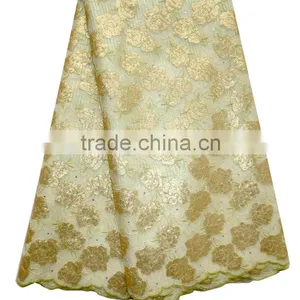 Polyester Dubai French Flower Sequins Embroidery Lace Fabric Wholesale thumbnail-2
