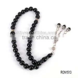 Imitation Black Jasper Arabic Ya Allah Written Prayer Beads thumbnail-1