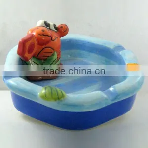 Happy Hand-painted Ceramic Ashtray -Crab thumbnail-1