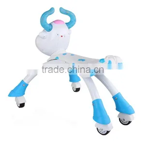 Updated Version Blue & Pink Lovely Cow Baby Walking Car With Wheels Electric Kids Ride on Car Animals Quality Choice thumbnail-4