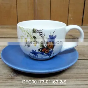 Household/ Office Used Ceramic Cup With Blue Saucer for One thumbnail-1