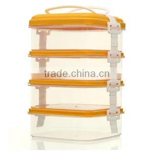 4 Layer DIY Stack Plastic Houseware Snap Close Food Container Set With Handle thumbnail-2