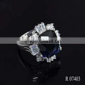 Irregular Blue Glass Stone Rhodium Jewelry Set From Jewelry Factory thumbnail-4