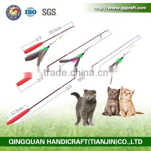 QQPet Telescoping Fishing Rod Spin Feather Cat Wand Cat Teaser Toys thumbnail-1