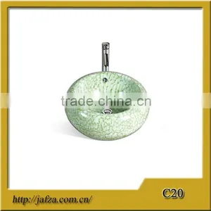 C20 Fashion Above Counter Art Basin in Green Color for Bathroom thumbnail-1