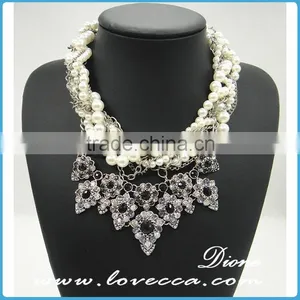 Fashion Luxury Exaggerate Black Stones White Crystal Necklace High Collar Chain thumbnail-5