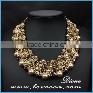 New Luxury Wedding Gift Jewelry Exaggerate Beads Fancy Gold Necklace thumbnail-3