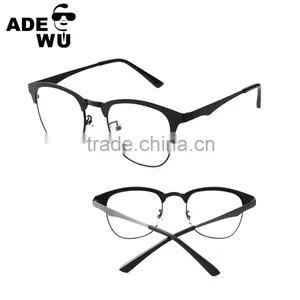ADE WU Fashion Women Glasses Half Rim Stainless Steel Optical Frame Metal Eyeglasses Frame Clear Lens Glasses thumbnail-1