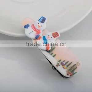 Christmas Hair Clip With Snowman and Glove Ornament Funny Kids Alligator Hair Clip thumbnail-2