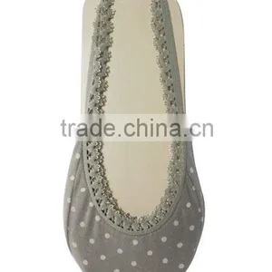 Ladies' Fashion Grey Color With White Dots Printing Footie Socks thumbnail-1