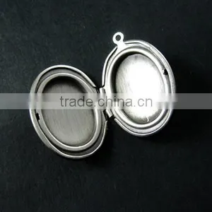 22x27mm Pendant Vintage Brass Antiqued Silver Plated Oval Blank Photo Locket Supplies Charm 1123011 thumbnail-2
