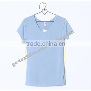 Girl's Slim Style V-neck Short Sleeve T-shirts thumbnail-3
