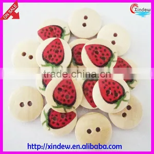 Strawberry Round Printing Wooden Button for Children 24L thumbnail-1