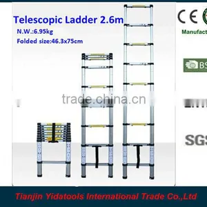 2m 7 Steps EN131 Extension Telescopic Aluminium Household Ladder thumbnail-2