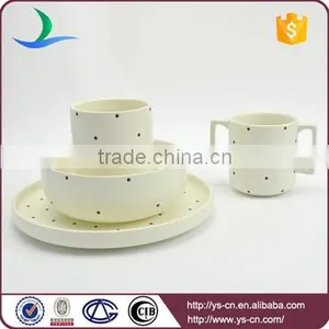 Kids Black Spot Beige Matt Color Stoneware China Dinnerware thumbnail-1