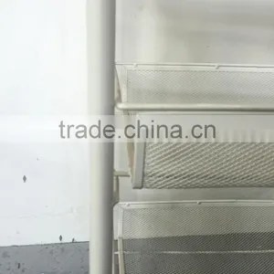 Metal Mesh Trolly Organizer Shelves Handle Portable Storage Rack thumbnail-4