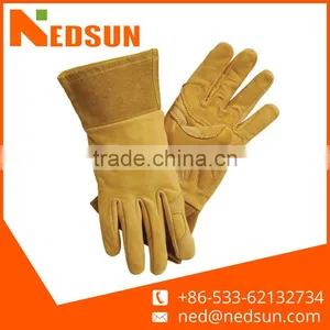 New Type Yellow Leather Hand Protective Garden Glove thumbnail-1