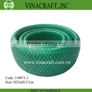 Green Double Wall Woven Bamboo Basket thumbnail-1