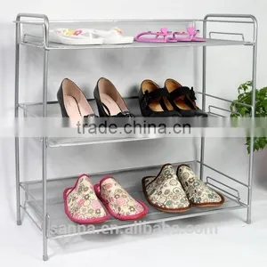 3 Layers Metal Mesh Folding Shoes Rack Stand thumbnail-1
