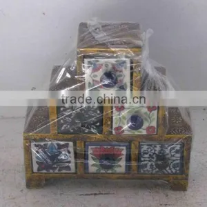 Wooden Small Cabinets,Mango Wood Chest of Drawers,Wooden Ceramic Drawers thumbnail-1
