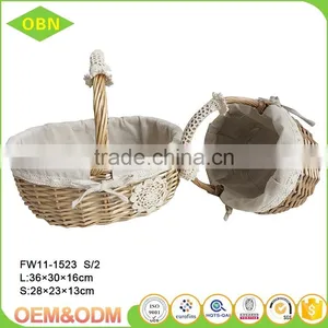 Wholesale Cheap Handmade Willow Woven Wicker Fruits Basket With Handle thumbnail-2