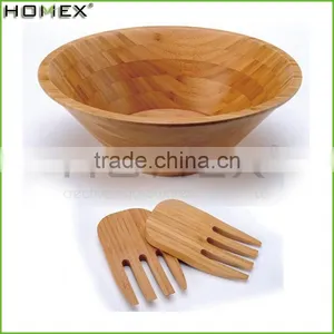 Original Natural Customized Wholesales Bamboo Salad Bowl With Bamboo Hands thumbnail-1