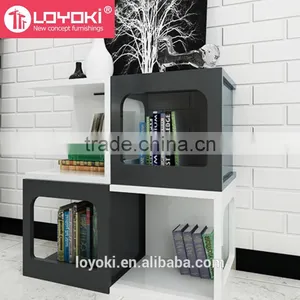 New Design Colorful Wood Sofa Side Table Multifunction Assembly Cube Bookshelf High Quality Glossy MDF Wood Coffee Table thumbnail-5