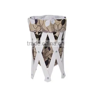 Folding Waste Bin With Wood Stand thumbnail-1
