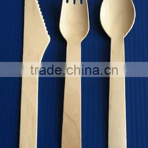 High Quality Free Sample Disposable Wooden Spoon Fork Knife for Party Events Restaraunt Made in China thumbnail-2